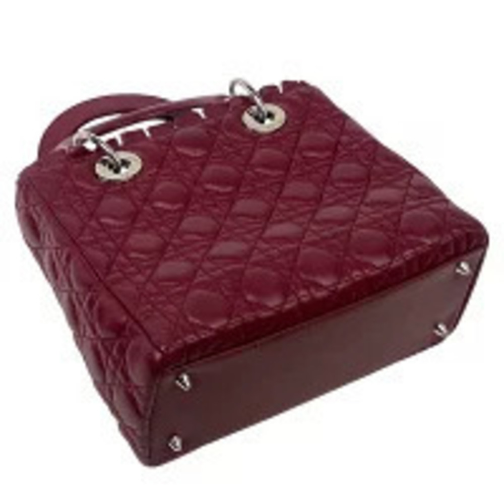 Dior Frilled Shoulder  Handbag Bordeaux Leather Bag Purple Christian Lady